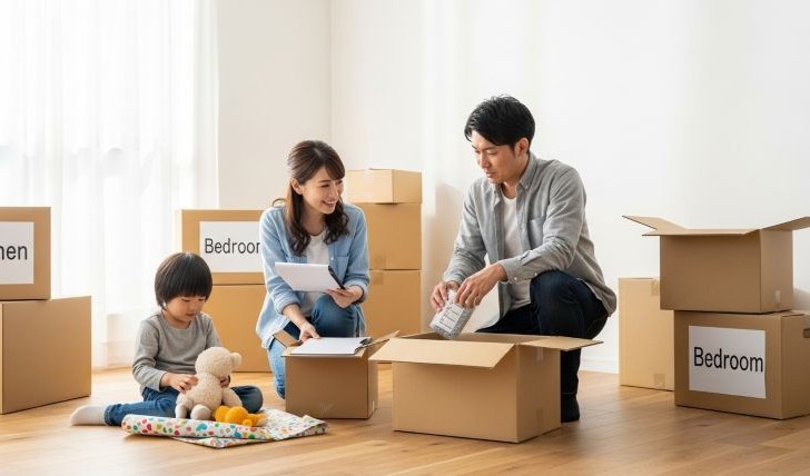 引っ越し当日の荷造り順番完全ガイド|部屋別チェックリストで家族も安心
